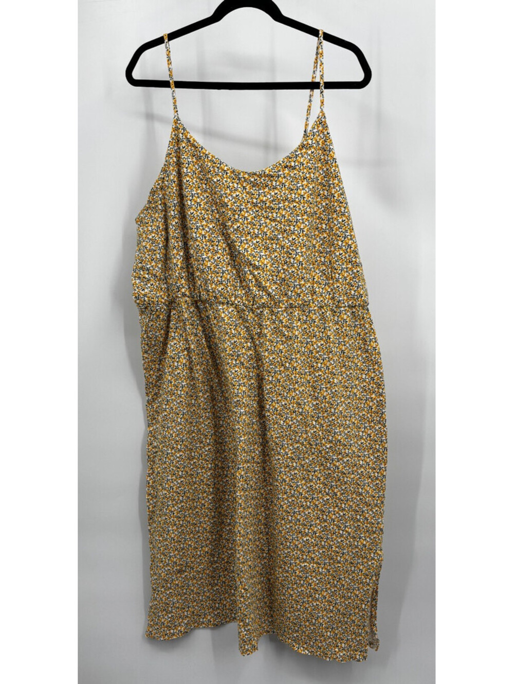 Old Navy Womens Waist Defined Cami Midi Dress Yellow Floral Sleeveless Size 2XL